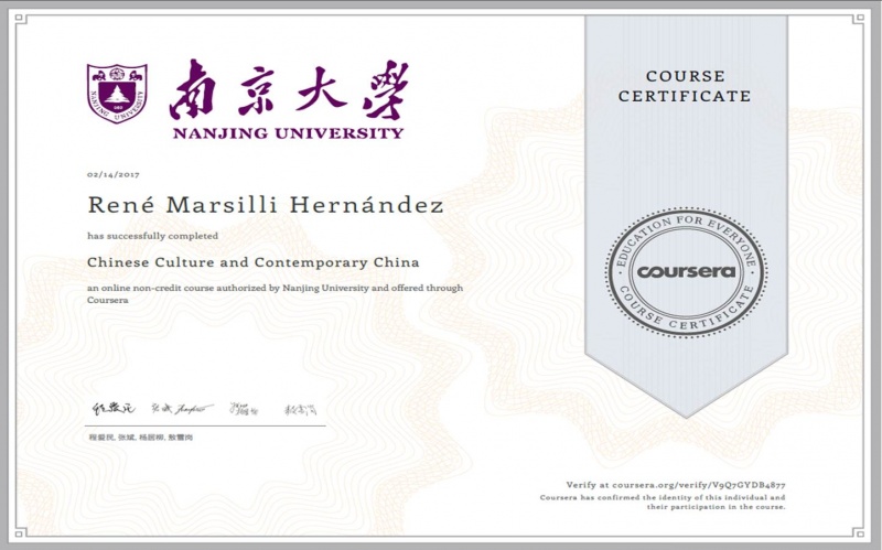 Nanjing University Course Certificate